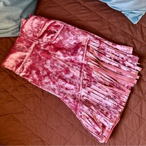 Pink Velvet Fringe Shorts CRAZY TRAIN XXL